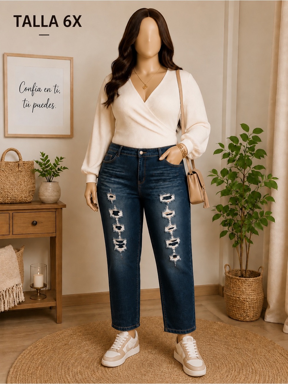 ME Makeover Essentials Distressed Dark Blue Boyfriend Jeans
